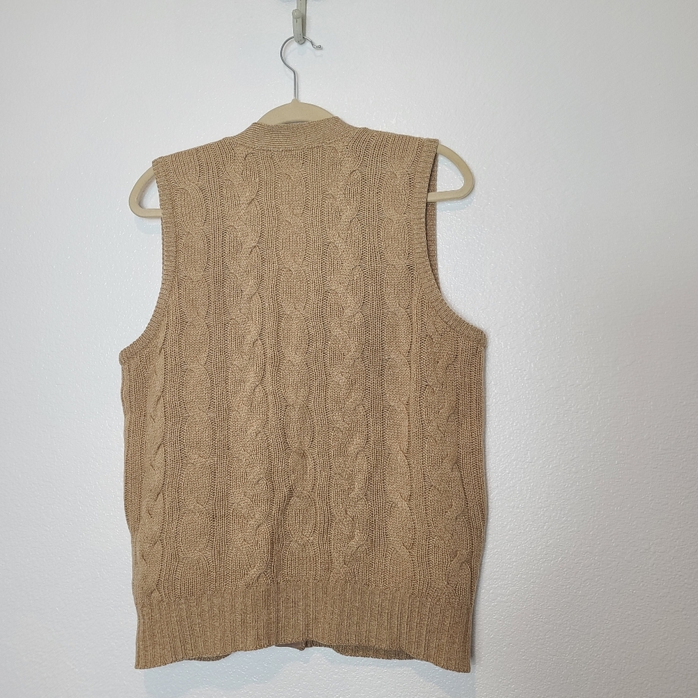 VINTAGE William Lockie of Hawick 100% Pure Camel Hair Cableknit Tan Sweater Vest - Picture 9 of 12
